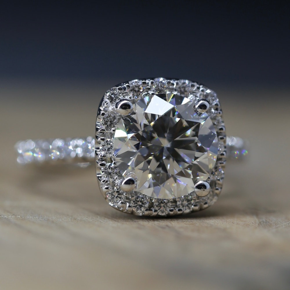 3.75 carat diamond halo engagement ring